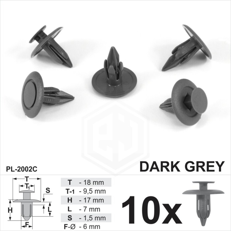 Dark Grey Fits Mazda Trim Push Clips Interior Fastener Panels Fascias Covers