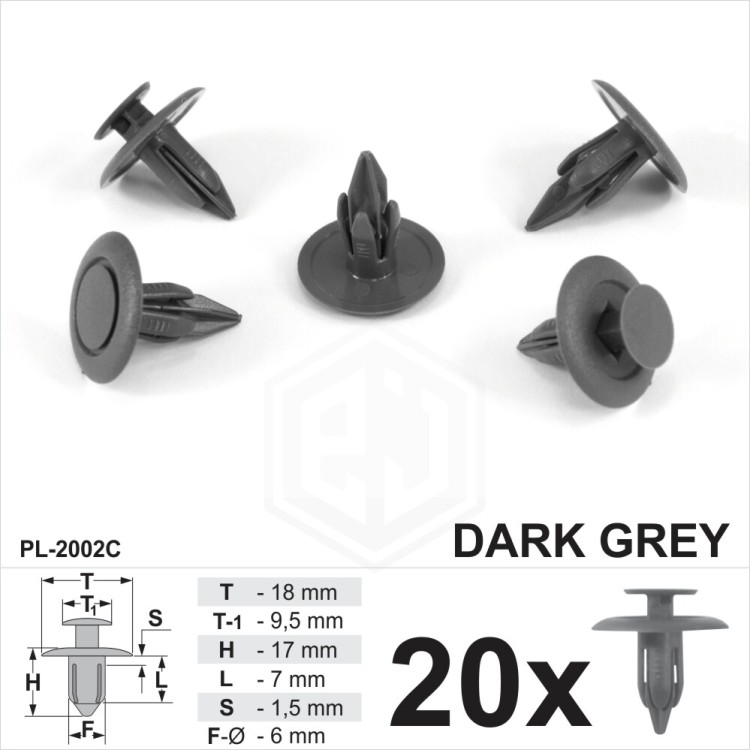 Dark Grey Fits Mazda Trim Push Clips Interior Fastener Panels Fascias Covers