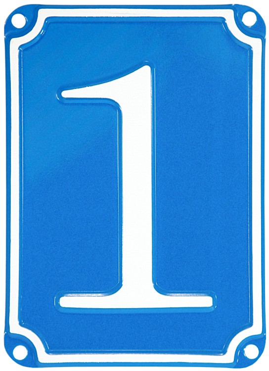 French Vintage Style Pressed BLUE House Number Door plate metal sign plaque 1-9
