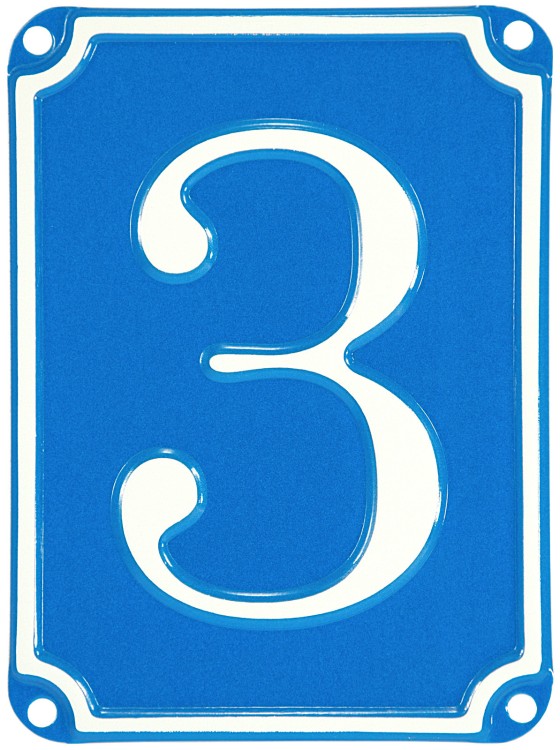 French Vintage Style Pressed BLUE House Number Door plate metal sign plaque 1-9