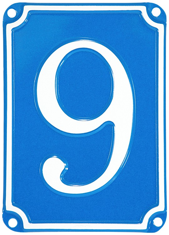French Vintage Style Pressed BLUE House Number Door plate metal sign plaque 1-9