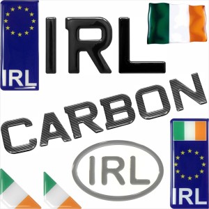 3D Irish Metro Font Black Carbon Gel Ireland Number Plate Domed digits stickers