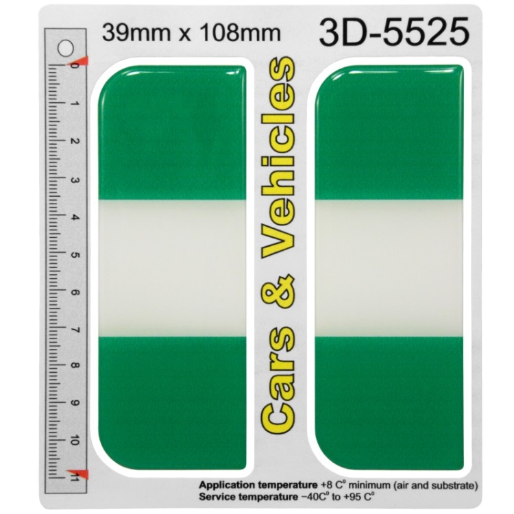 2x 39mm x 108mm Nigeria Nigerian Flag Domed Number Plate Stickers Badge 3D Decals