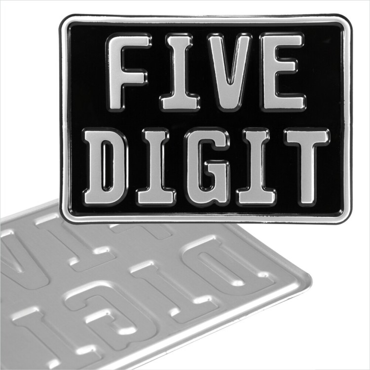 Novelty 7x5 GERMAN BLACK SILVER motorcycle pressed number plate metal aluminium