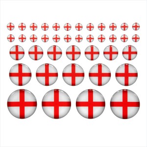 Set of 40 England English Round Stickers Decal Gloss Domed 3D GEL 10 20 30 40 mm