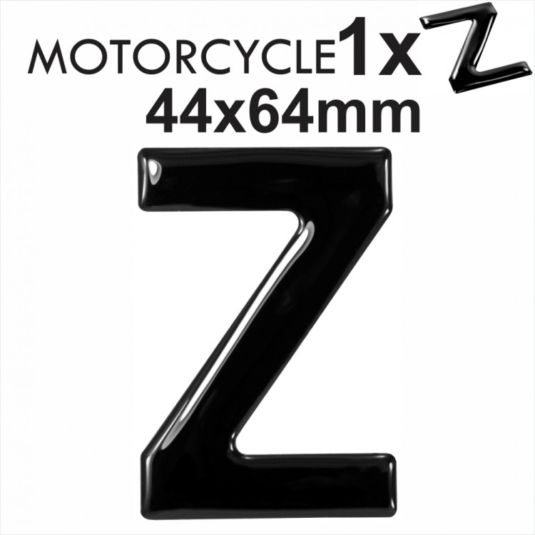 Letter Z 3D Gel MOTORCYCLE MOTORBIKE BIKE number plates Black Domed Resin Making DIY Registration UK REG