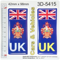 2x 42 x 98 mm UK Gloucestershire County Number Plate Stickers 3D Gel Domed Decals Badges