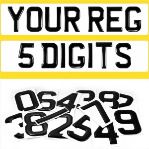 5x 3d Gel Number Plates Black Domed Resin Making DIY REG DIGITS PACK SET OF 5