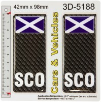 2x 42 x 98 mm CARBON SCO Scottish Saltire Flag Number Plate Decals Badges Resin Gel Domed