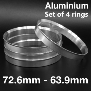 Aluminium Spigot Rings / 72.6mm - 63.9mm FULL SET OF (4) FOUR RINGS