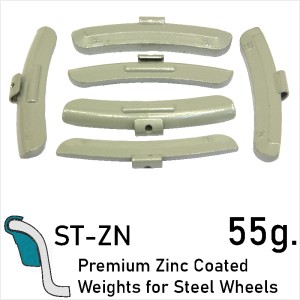 55 g. Premium Coated Zinc Balancing Wheel Weights Clip-On Steel Wheels Rims