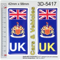 2x 42 x 98 mm UK Greater Manchester County Number Plate Stickers 3D Gel Domed Decals Badges