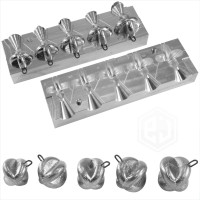 DIY Sea Fishing Lead Weights Mould Cross Round CNC Aluminium 5 in 1 mold 2oz to 4oz