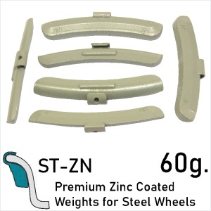 60 g. Premium Coated Zinc Balancing Wheel Weights Clip-On Steel Wheels Rims