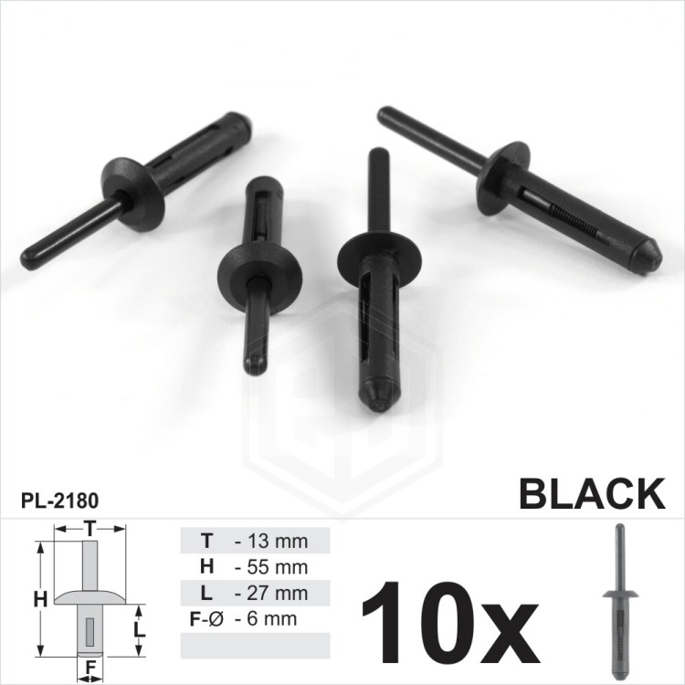 6mm hole Clips Blind Bumper Strip Panel Fascia Retaining Push Rivet for FORD