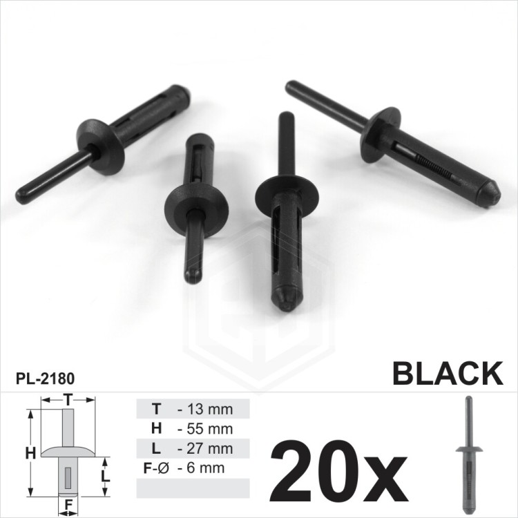 6mm hole Clips Blind Bumper Strip Panel Fascia Retaining Push Rivet for FORD