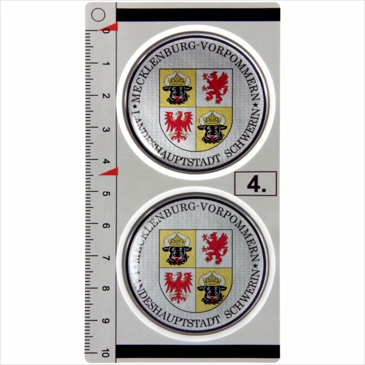 Mecklenburg set of 2 German Number Plate Seal Stadt 3D Domed Sticker Badge