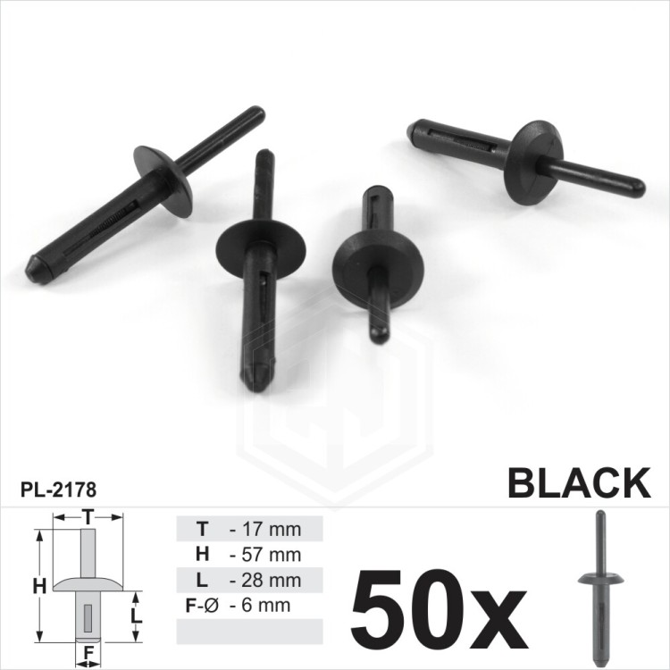 6mm hole Clips Bumper Panel Fastener Push Rivet Plastic For Ford Chrysler