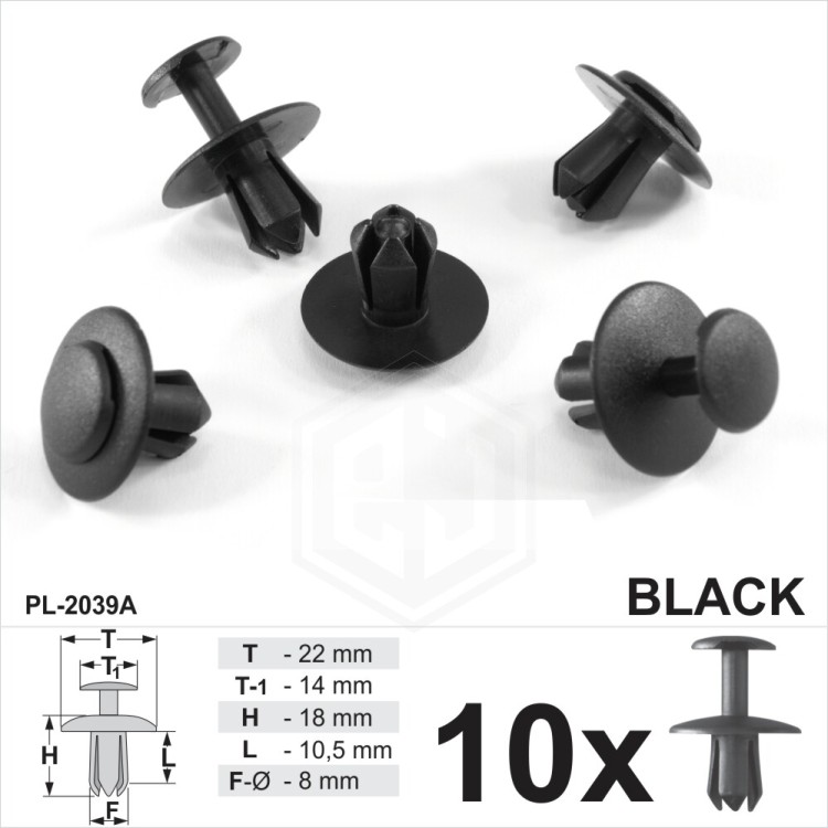 Push Fit Black Plastic Rivet Clips 8mm Wheel Arch Lining Bumper Engine Guard