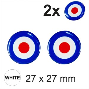 2x 27 mm Diameter Air Force Target Mod Scooter Vespa Round Sticker Domed Gel