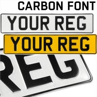 CARBON FONT x2 OBLONG PRESSED EMBOSSED CAR REG NUMBER PLATES 100% UK Road Legal