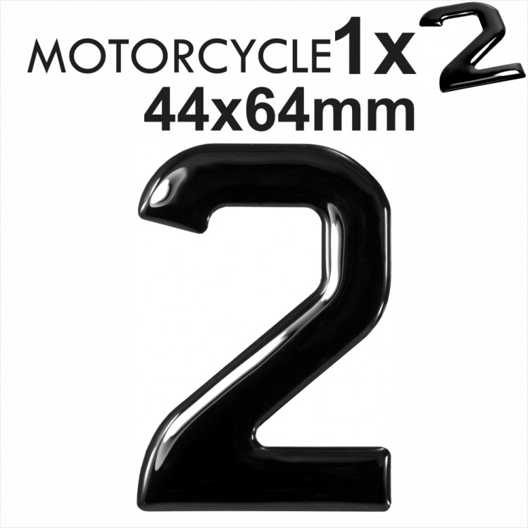 Number 2 3D Gel MOTORCYCLE MOTORBIKE BIKE digit number plates Black Domed Resin Making DIY Registration UK REG