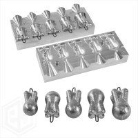 DIY Sea Fishing Lead Weights Mould Pear Bomb CNC Aluminium 5 in 1 mold 2oz to 4oz