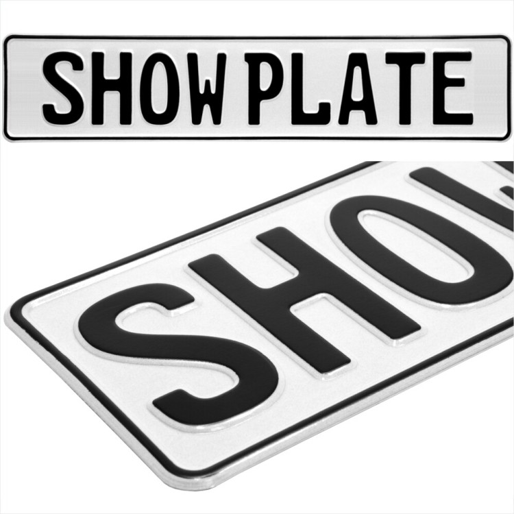 1x White German 3d Font Novelty Show Name Metal Pressed Number Plates Aliuminium
