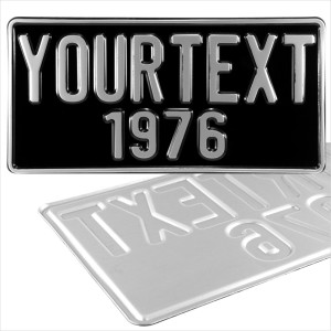 1x Novelty American USA Number 300x150 12x6 Black & Silver Pressed Plate, bottom