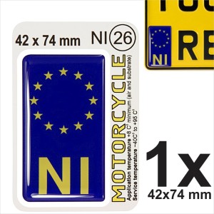 NI euro ES Flag Motorcycles NUMBER PLATE 3D GEL STICKER Resin Domed Badge/Decal