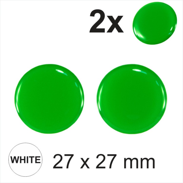 2x 27 mm Diameter Green Zero Emissions Electric Car Round Sticker Domed Gel EV