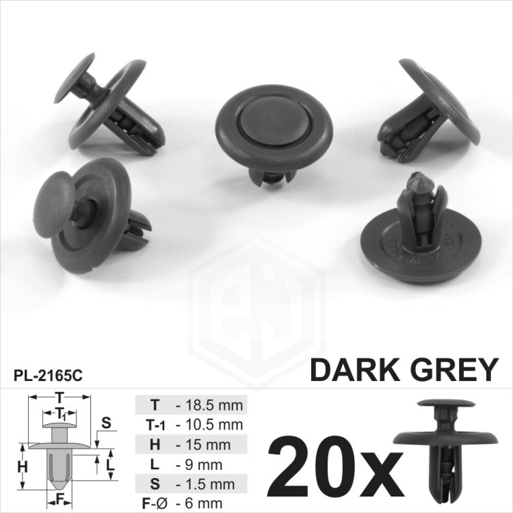 6mm Hole Dark Gray Plastic Trim Clips Bumpers Wing Liner Splashguars Arch