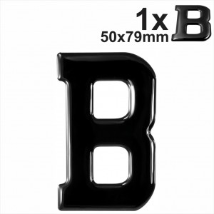 Letter B 3d gel number plates Black Domed Resin Making DIY Registration UK REG 