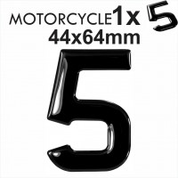 Number 5 3D Gel MOTORCYCLE MOTORBIKE BIKE digit number plates Black Domed Resin Making DIY Registration UK REG
