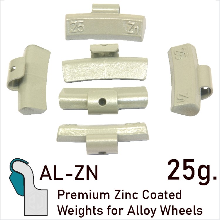 25 g. Premium Coated Zinc Balancing Wheel Weights Clip-On Alloy Wheels Rims